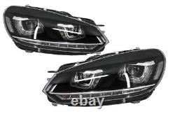 Phares avant pour VW Golf 6 VI 08-13 3D LED DRL U-Golf 7 Look LED Flowing