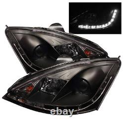 Phares de projecteur DRL noirs pour Ford 00-04 Focus avec lampe de tête de course en journée