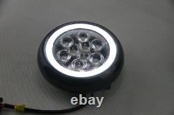 Phares de rallye à LED Mini Cooper avec anneaux Halo Angel Eyes et coquille noire - Lumières diurnes (DRL)