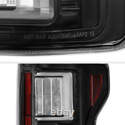 Pour 18-20 Ford F150 Black Tail Light 3d Dual Neon Tube Lampe De Signal De Frein Led