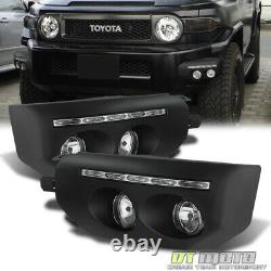 Pour 2007-2014 Toyota Fj Cruiser Black Bumper Bumper Feule De Brouillard Led Drl Lampes De Conduite