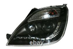 Pour Ford Fiesta Mk6 Black Drl Projecteurs Phares Led Lampe D'éclairage Partie 02-08
