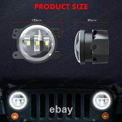 Pour Jeep Wrangler JK JKU 7'' Phares à LED avec Halo DRL & Kit Combo de 4 feux de brouillard