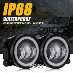 Pour Jeep Wrangler Jk Jku 7'' Phares Led Halo Drl & 4 Feux De Brouillard Combo Kit
