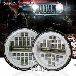Pour Land Rover 90/110 Defender 200 Tdi 7inch Rond Phares Led Drl Tourner Lumière