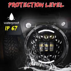 Pour Land Rover Defender 90 110 130 Phare à LED de 7 pouces avec Halo Angel Eyes et éclairage de jour (DRL)