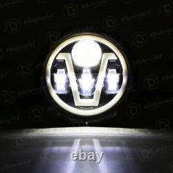 Pour VW Coccinelle 1967-1979 Phares ronds à LED de 7 pouces avec halo angel eyes et lumière DRL