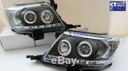 Toyota Hilux Vigo Black Led Drl Angel-yeux Projecteur Tête Lumières 11-14
